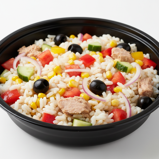 Salade de Riz Maison en saladier rond noir